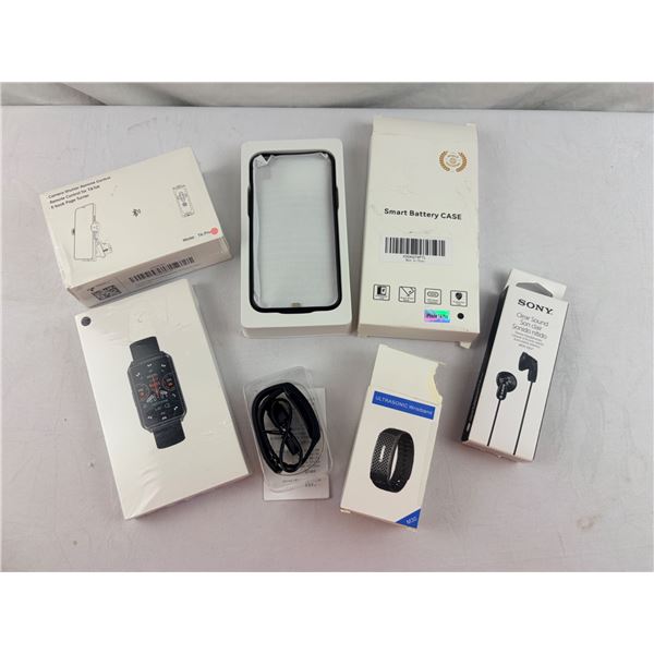Fitness Watch, Sony Headphones, Ultrasonic Wristband & iPhone 14 Smart Battery Case Set