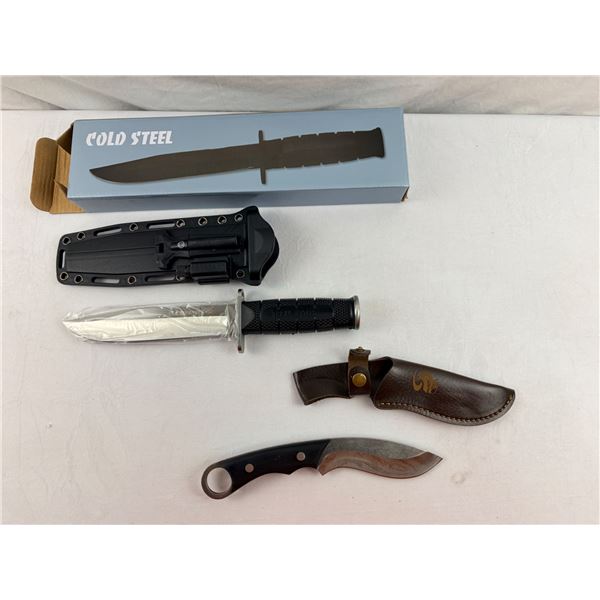 Cold Steel Leatherneck Combat Knife & Bushcraft Rosewood Handle Knife Lot