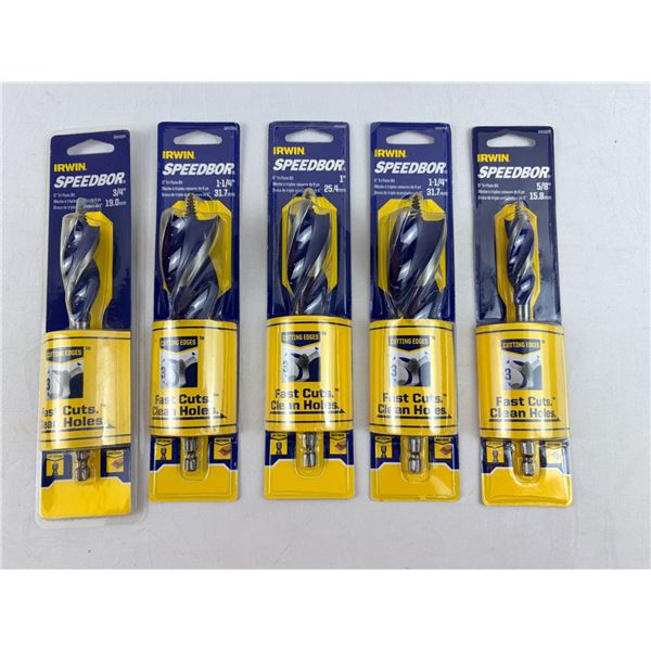 New Irwin Speedbor Tri-Flute Spade Bits 5 Piece Lot