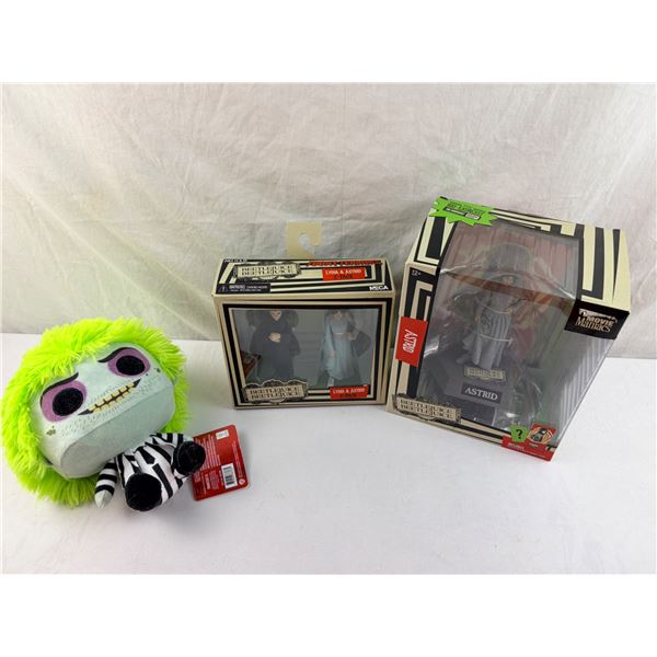 Beetlejuice Lydia & Astrid Figures with Beetlejuice Plush 3 Piece Set New