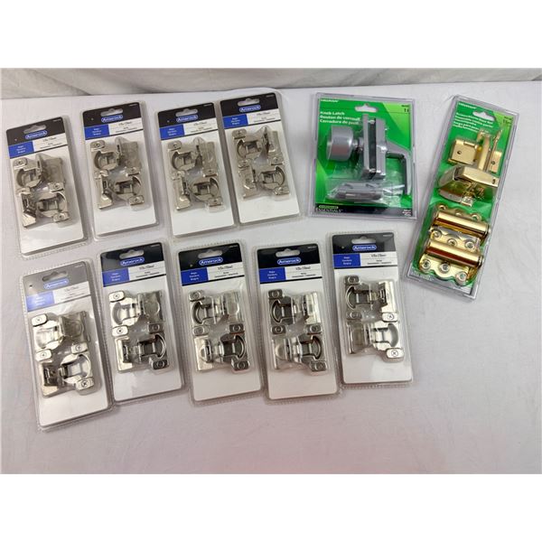 Hardware Lot 9 Piece Overlay Hinges + Hillman Screen Door Set & Knob Latch