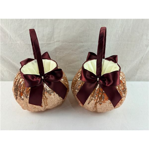 2 ROSE GOLD COLOR BASKETS