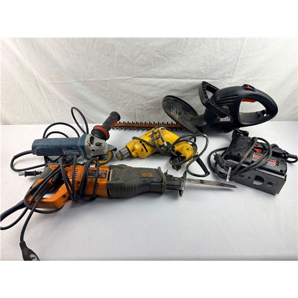 Rigiid large heavy Duty Chop saw &  Black & Decker hedge trimmer