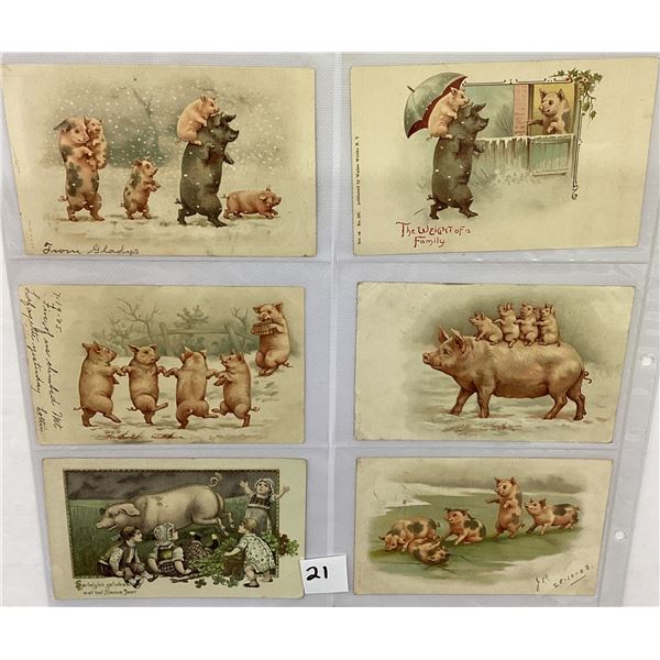 Animals - Pigs on Holiday Greeting Postcard Album Approx. 90