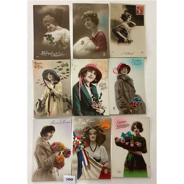 Tinted Real Photo Lady Postcards 100+