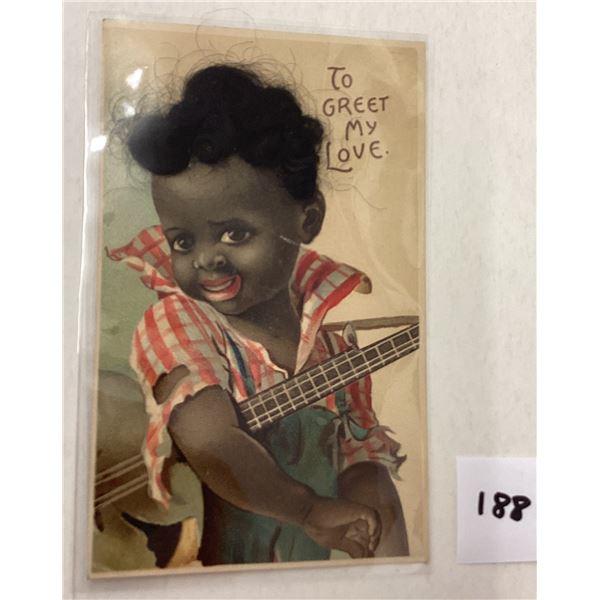Novelty - Real Hair Brundage Black Americana Postcard