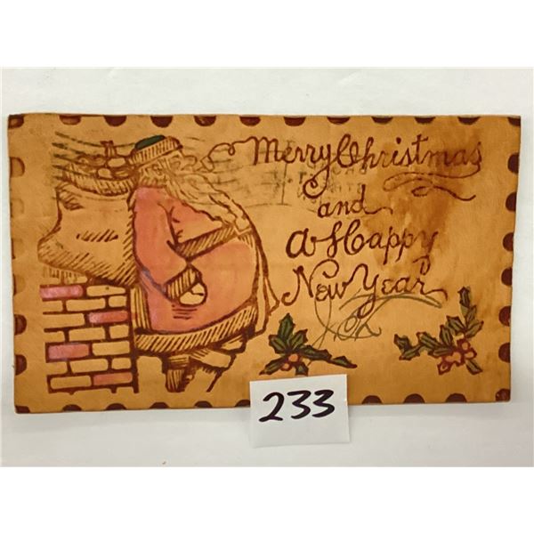 Novelty - 2 Leather Santa Claus Holiday Postcards