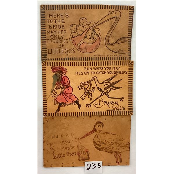 Novelty - 9 Leather Stork Postcards