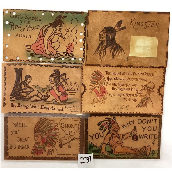 Novelty - 26 Leather Indian Postcards