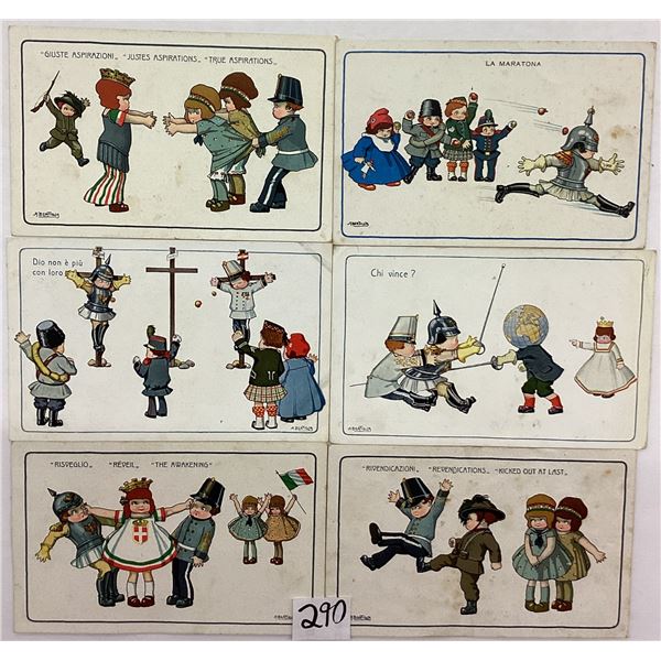 Signed Artist Bertiglia Military International Children Postcards 6