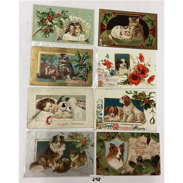 Animals- Cats & Dogs on Christmas Holiday Greeting Postcards 28