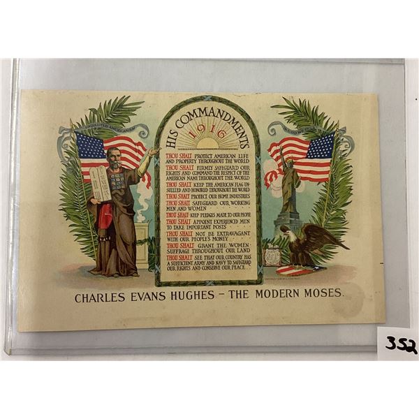 Political 1916 His Commandments Charles Evans Hughes - The Modern Moses Private Mail PC