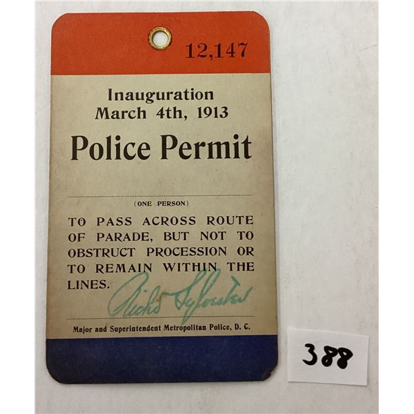 1913 Inauguration Police Permit