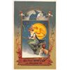 Image 1 : Winsch Schmucker Witch On Broom Halloween Greeting Postcard