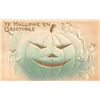 Image 1 : Airbrush Ye Halloween Greetings Pumpkin & Goblins Postcard.