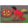 Image 1 : Ullman Black Americana A Merry Halloween Boy & Pumpkin Holiday Postcard