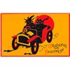 Image 1 : Halloween Gabriel Witch & Cat Driving Orange Background Holiday PC
