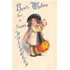 Image 1 : Wolf Best Wishes for A Happy Halloween Girl & Mask Holiday Greeting PC
