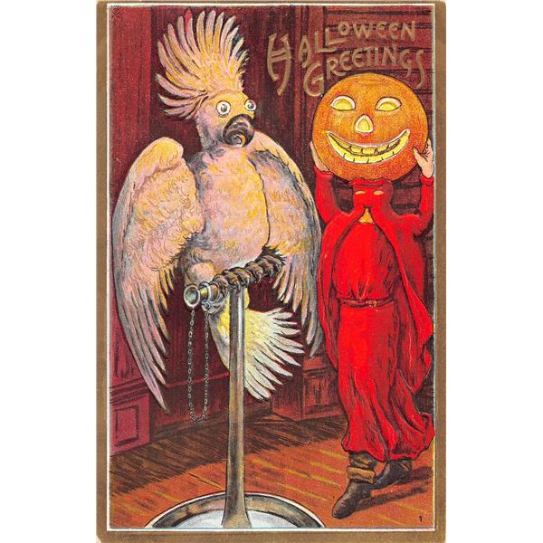 Bamberger Halloween Greeting Person in Red with JOL Greeting PC