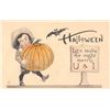 Image 1 : Halloween Bergman Child with Pumpkin & Bat Holiday Greeting PC