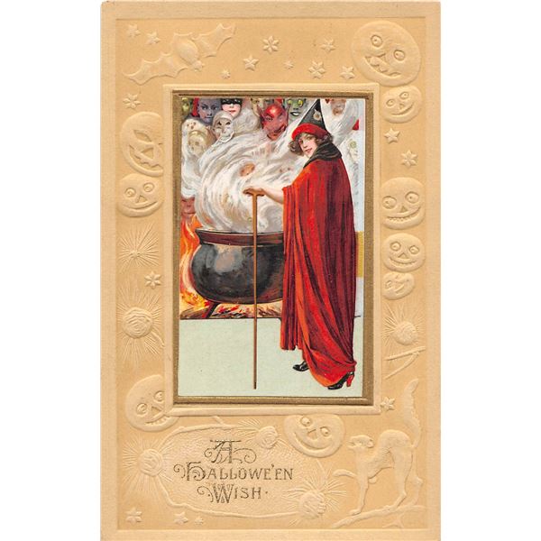 Schmucker Winsch Halloween Witch & Cauldron Holiday Greeting PC