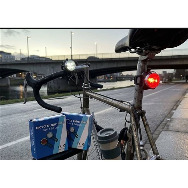 Lot of 2 - Bicycle Light Kits Front & Tail Light
