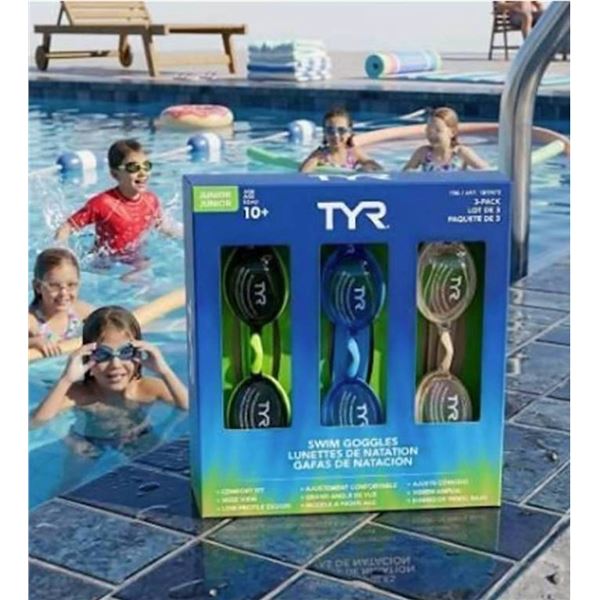 TYR Junior Swim Goggles 3-Pack, Ages 10+