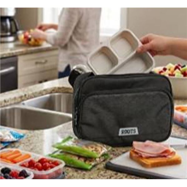 Roots Black Lunch Bag with Handle