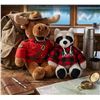 Image 1 : Stuffed Moose and Raccoon Plush Toys