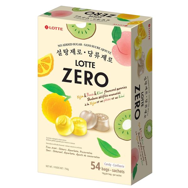 Lotte Zero Yuja, Peach & Kiwi Gummies 754g