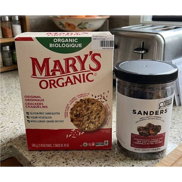 Mary's Organic Crackers and Sanders Caramels