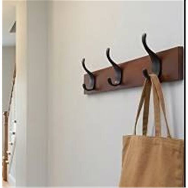 LOT OF 2 - Amazon Basics 3-Hook Wall Mounted Coat Racks