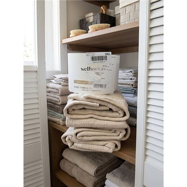 Wellhome Waffle Texture Hand Towels, 4-Pack