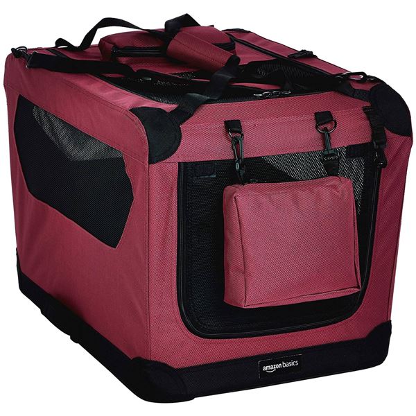 Amazon Basics 36" Soft Pet Crate, Red