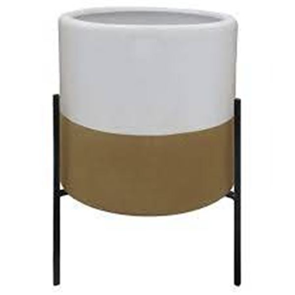 Rivet Mid-Century Ceramic Planter with Stand