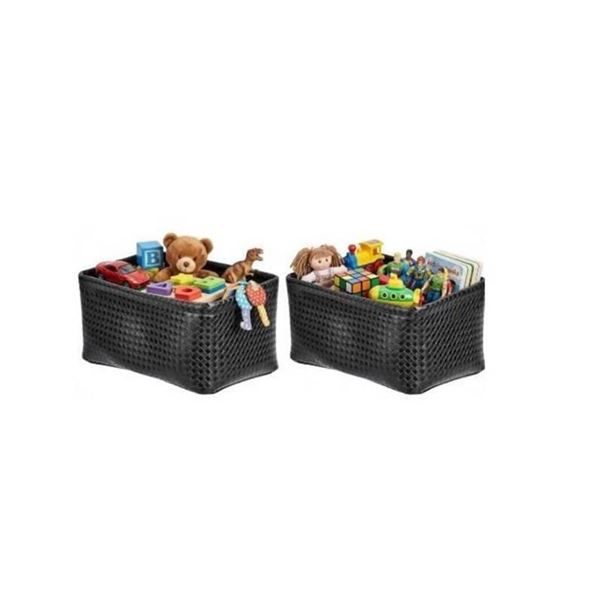 Amazon Basics Metallic Black Storage Bins, 2pc *Toys Not Included*