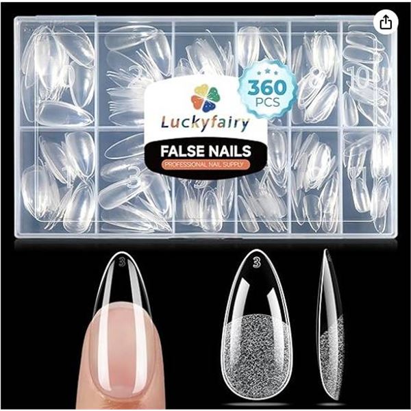 Luckyfairy Medium Almond Nail Tips 360pcs