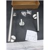 Image 2 : set of 3Â  Brushed Steel bathroom towel hangers