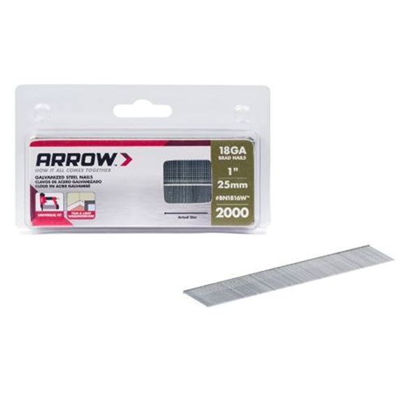 Arrow 18GA 25mm Galvanized Steel Nails, 2000