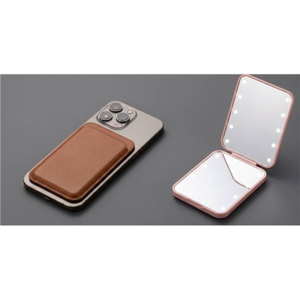 Magnetic Wallet and Lighted Makeup Mirror