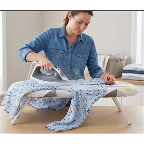 Amazon Basics Tabletop Ironing Board with Folding Legs - Geometric Removable Cover - B082B9F16W