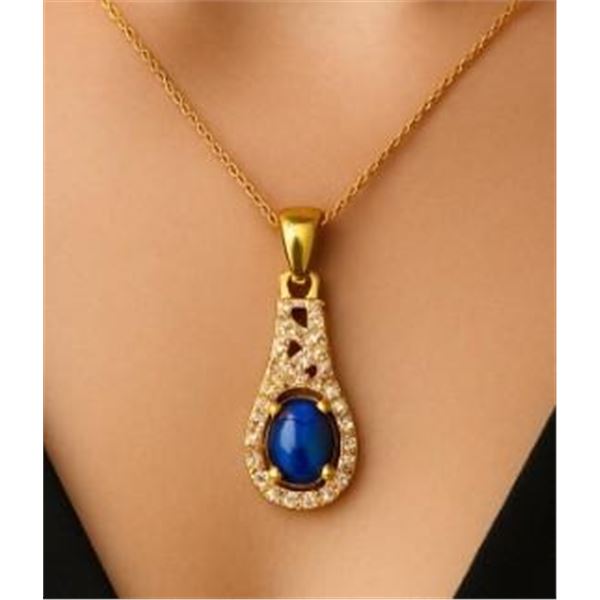 $200, SILVER(1.54g), BLACK OPAL (ENHANCED)  (0.45ct), CZ (0.25ct) PENDANT, retail value $200