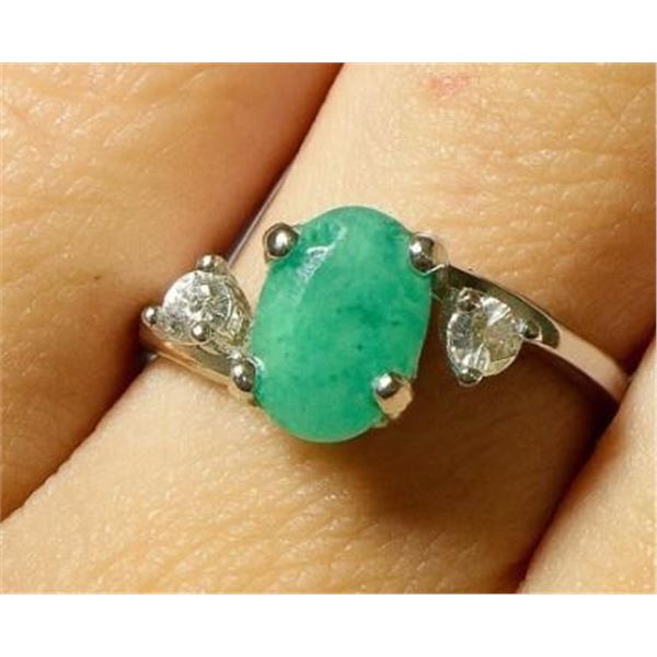 $200, SILVER(2.44g),  EMERALD (1.5ct) RING, retail value $200