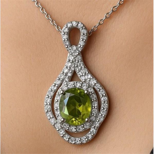 $160, SILVER(2.9g),  PERIDOT (APP 1.5ct), CZ (APP 0.35ct) PENDANT, retail value $160