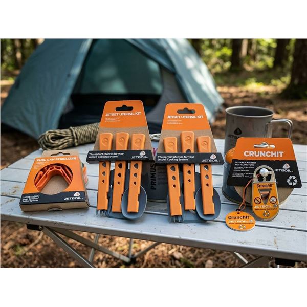 Jetboil Outdoor Cooking Accessory Set; Fuel Can stabilizer, Recycling tool and 2 Utensil kits
