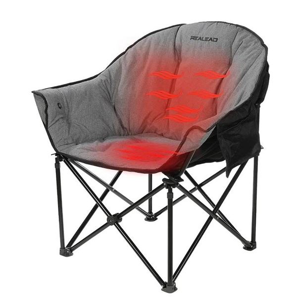 ReaLead Heated Camping Chair, Grey *Stock image may not be exact*