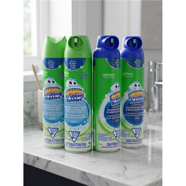 Scrubbing Bubbles;Â  2 Bathroom Grime Fighter and 2 Mega Shower Foamer 708g