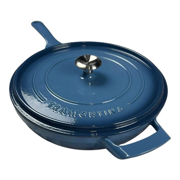 Tramontina Blue Cast Iron Skillet with Lid