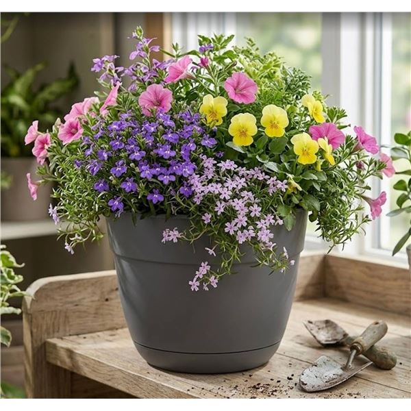 Lot of 3 Bloem Dayton Planter 12-in Plastic - Charcoal