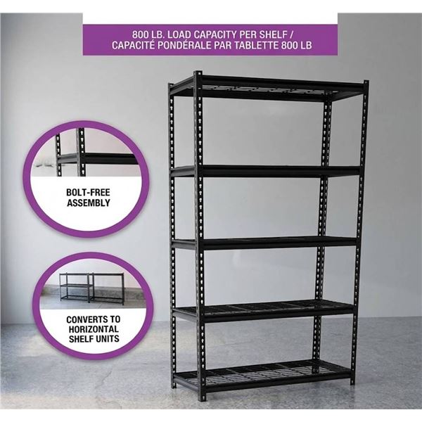 Co-Op Gold 5-Tier Metal Shelf, 36x18x72 in